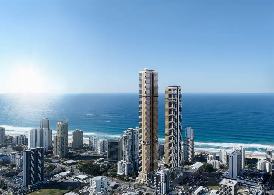 Iconica towers beside Surfers Paradise Beach