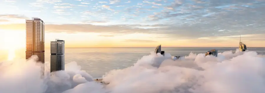 Twin towers rising above the clouds on the Gold Coast